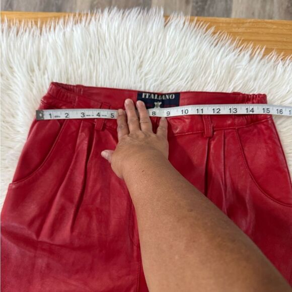 Milano Women’s Vintage Bold Red Leather Dress Pants Size 14 High Rise - Picture 3 of 12